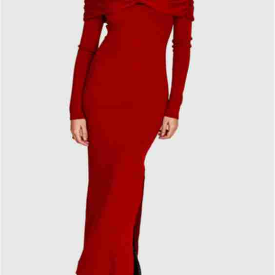 Off Shoulder Sweater Midi Dress