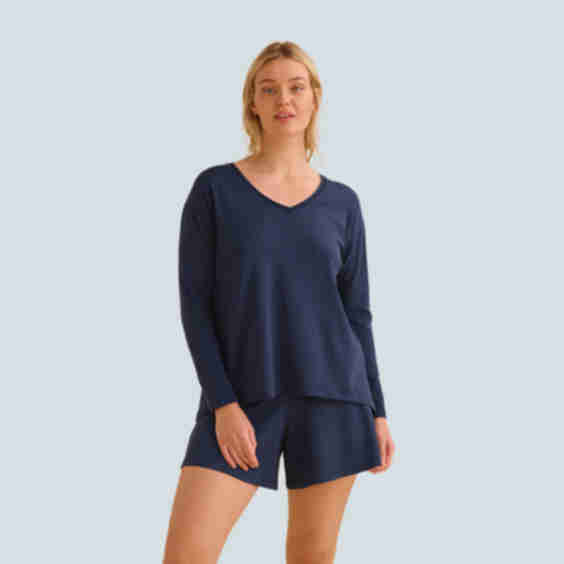 Floaty Long Sleeve Pajama Tee - the Knit V-Neck