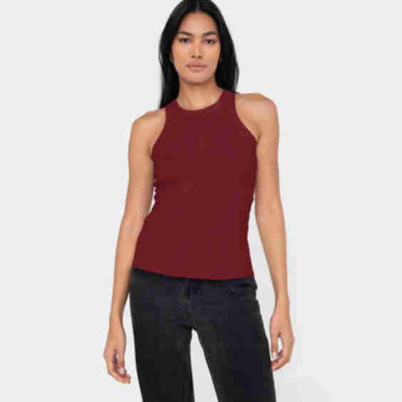 Rib Fitted Racer Tank Top