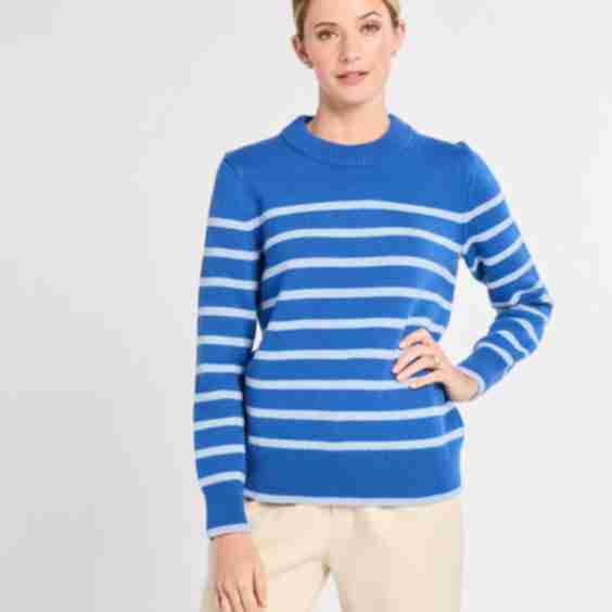 Striped Classic Cashmere Crew Sweater