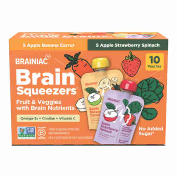 Kids Brain Squeezers Applesauce Pouches Fruit and Veggie Variety Pack