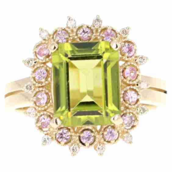 Peridot Sapphire Diamond Ring