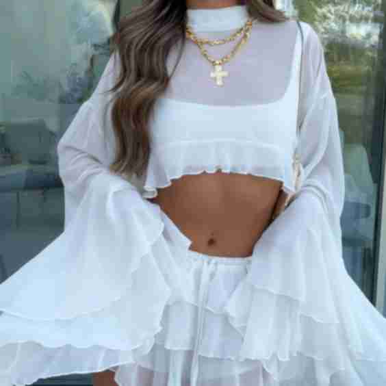 Fleur Ruffle Sleeve Frill Shorts Co-Ord