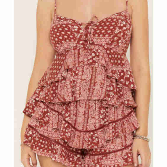 Bandana Print Tiered Skort