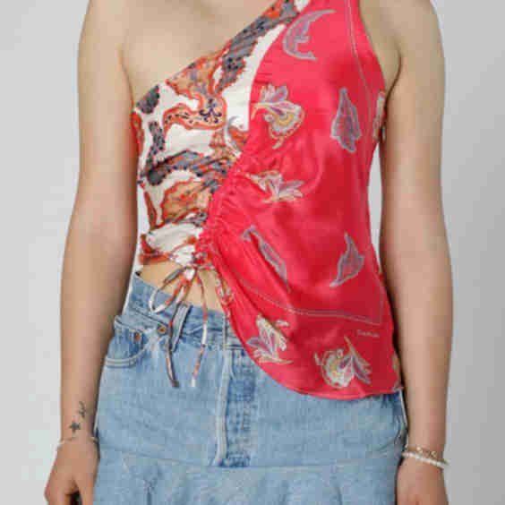 Rework Scarf Ruche Tank Top