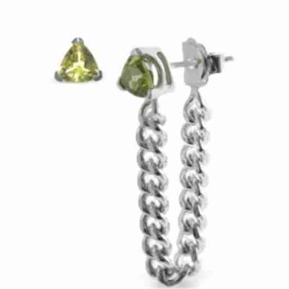 Peridot Trillion Drop Earrings