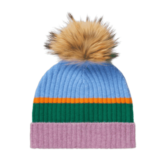 Periwinkle Party Striped Cashmere Pom Beanie