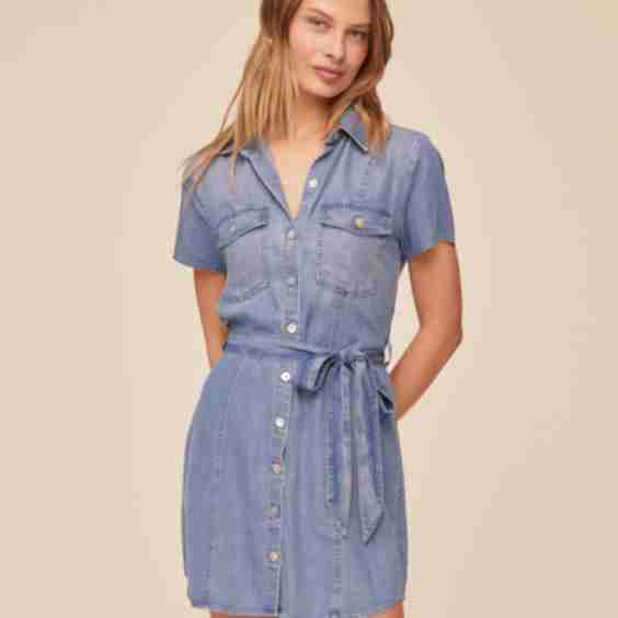 Short Sleeve Seamed Shirt Dress