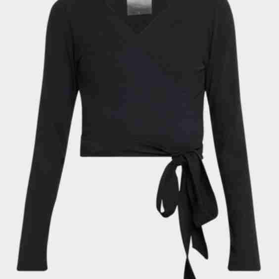Rib Long Sleeve Wrap Top