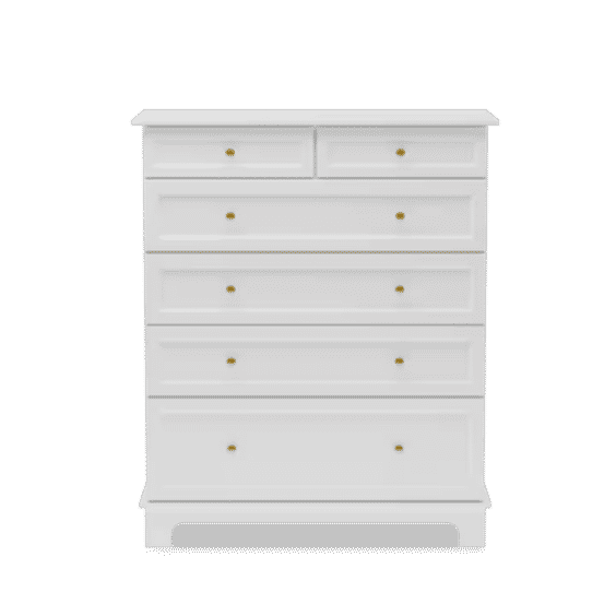 White Wooden Chest of Drawers with 6 Drawers 