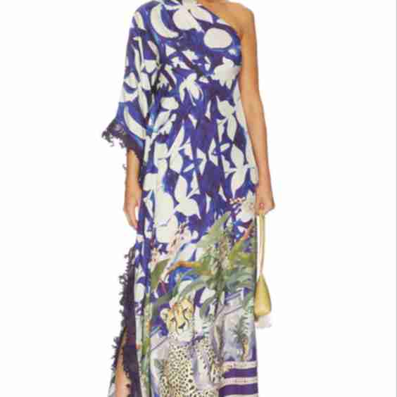 Chateau Cheetah Print Kaftan With Lace Trim