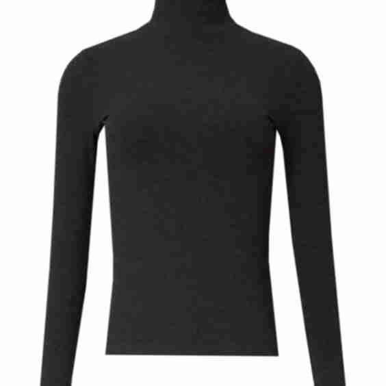 Heather Grey Ribbed Turtleneck Top