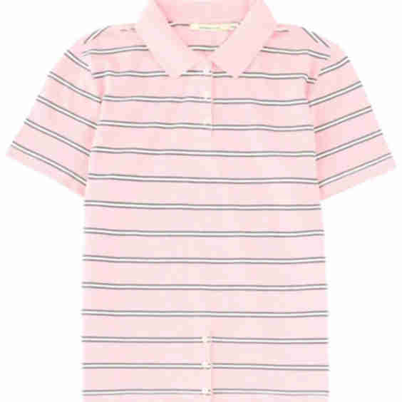 Wool Short-Sleeved Striped Polo Shirt