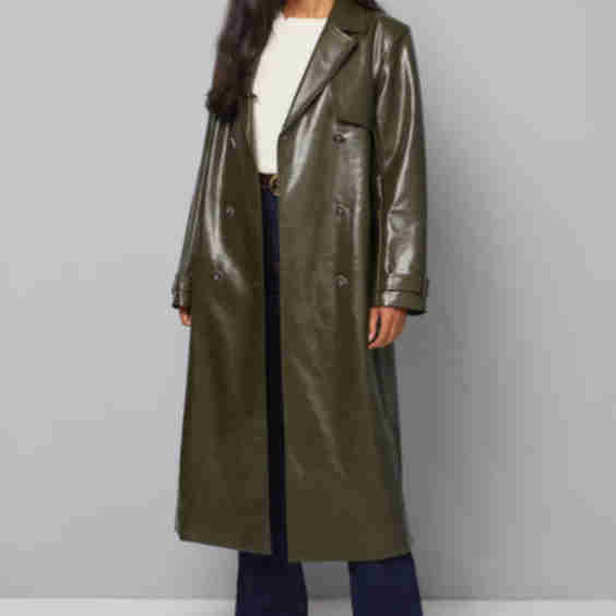 PU Longline Trench Coat