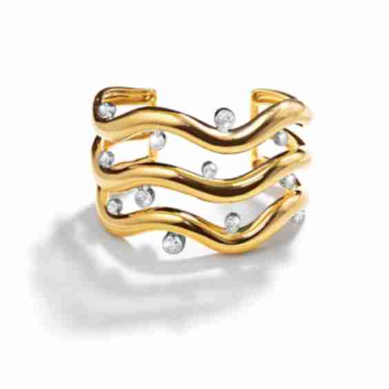 Triple Wave Cuff With Diamonds