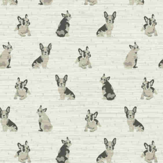  Dogs on the Run Frenchie Grasscloth Wallpaper