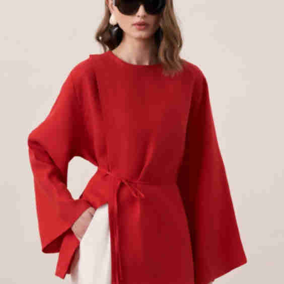 Aliza Belted Linen Blouse