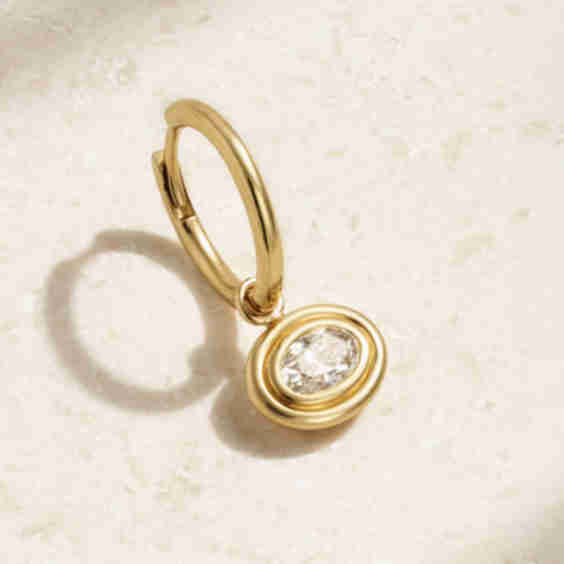 Double Bubble 18 Karat Gold Diamond Single Hoop Earring