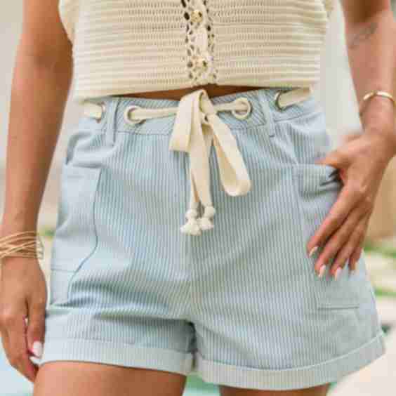 Kay Pinstripe Denim Shorts