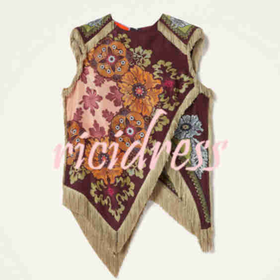 Stunning Floral Print Asymmetric Tassel Trim Scarf Top