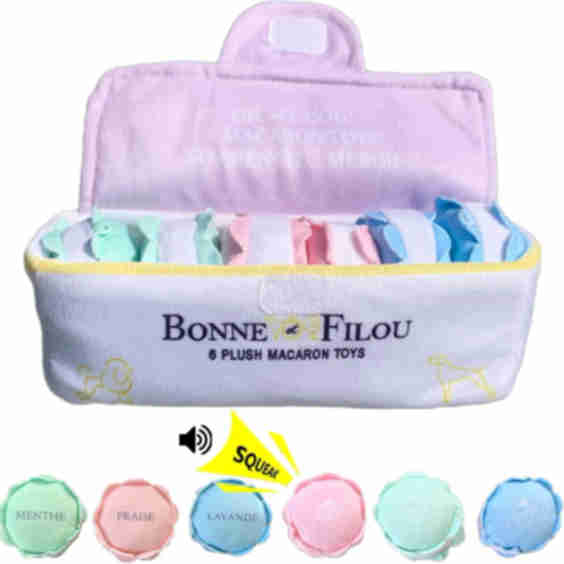 Macaron Plush Squeaky Dog Toy, 6 Count
