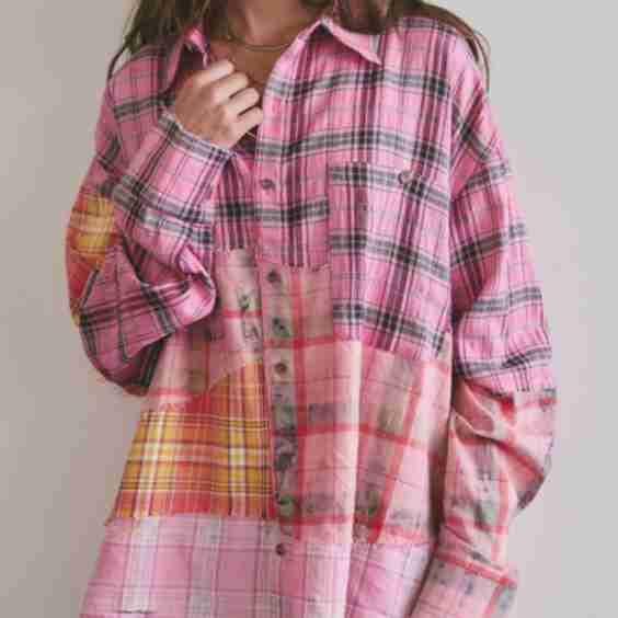 Reworked and Destroyed Mixed Check Shirt