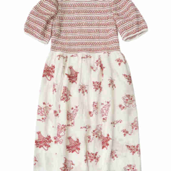 Victorian Style Embroidered Pleated High Waisted Dress