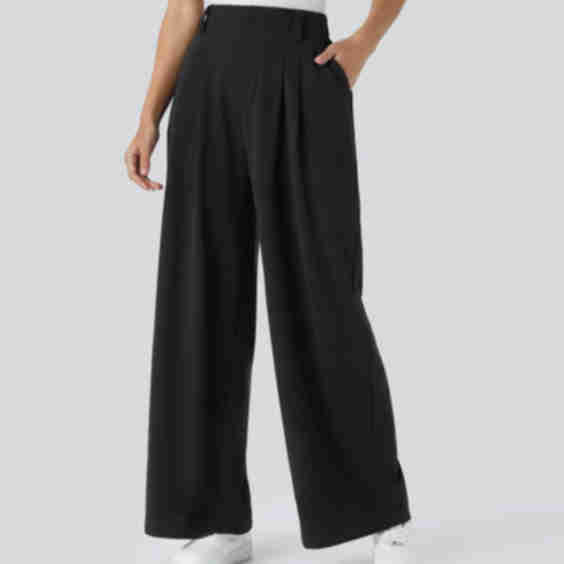 Flex High Waisted Pocket Wide Leg Waffle Suit Work Pants