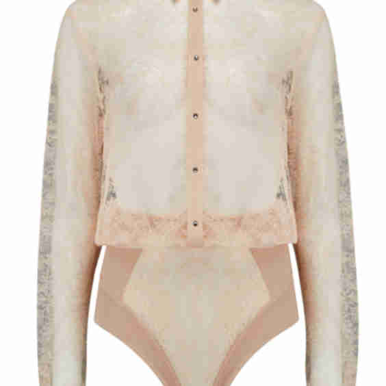Melania Pussy Bow Lace Bodysuit Blouse