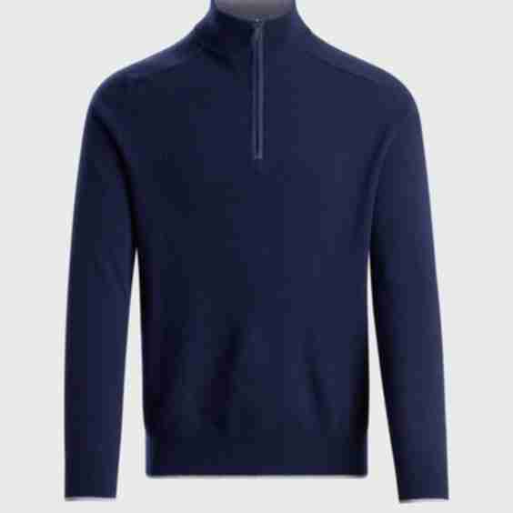 Suede Trim Quarter Zip Pullover