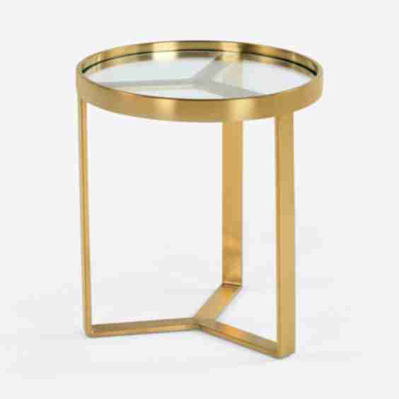 Aula Side Table In Brushed Brass/Glass