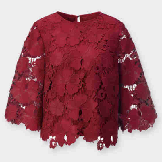 Lace Blouse with Flared Sleeves