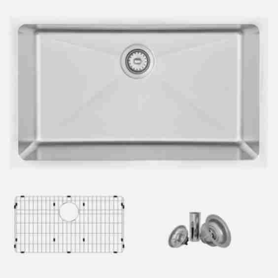 Undermount or Drop In Single Bowl Kitchen Sink with Grid and Strainer