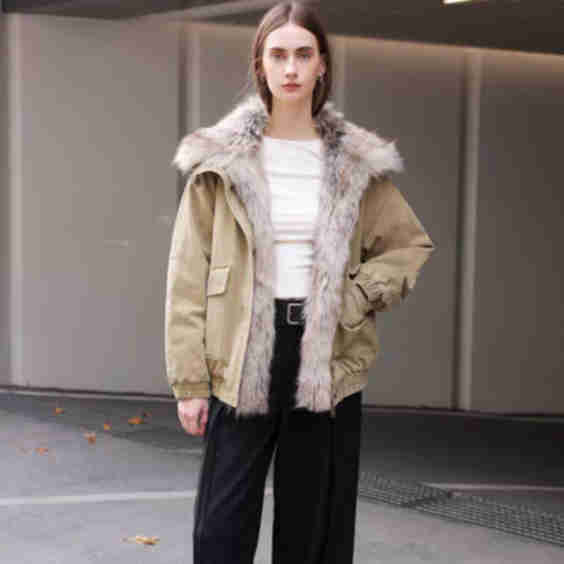 Faux Fur Collar Parka Coat