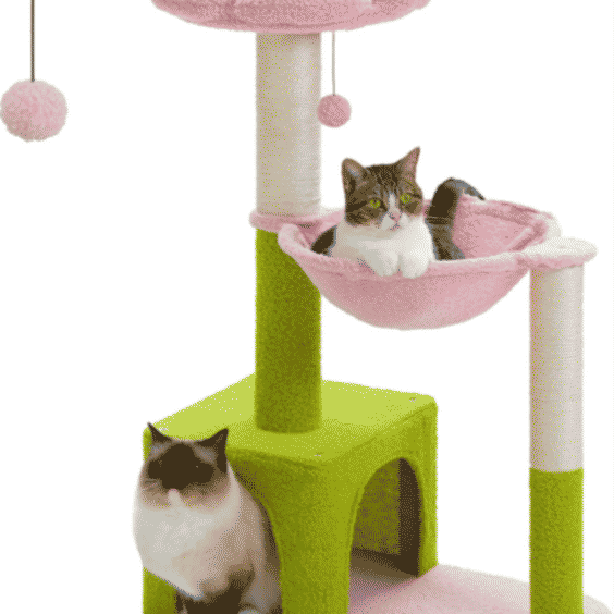 35-in Polyester Flower Cat Tree with Large Metal Hammock & Condo