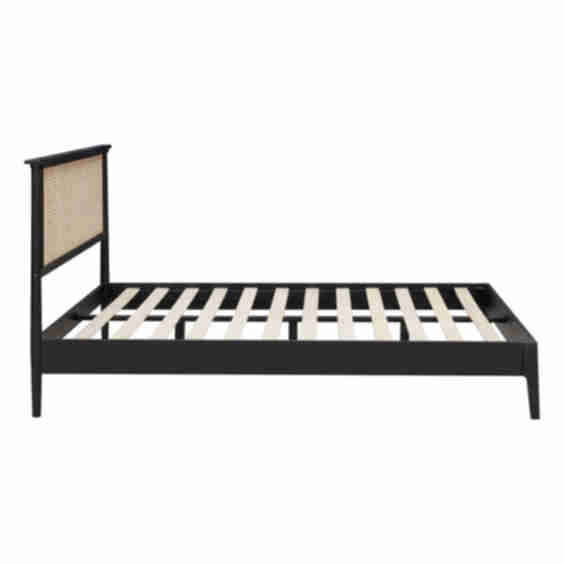 Ruby Wooden Bed with Headboard And Natural Rattan