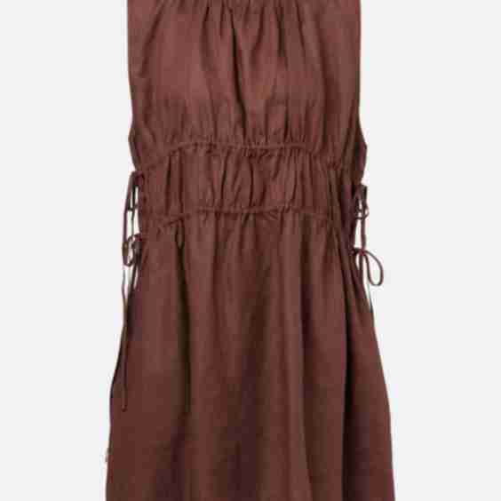 Como Gathered Linen Mini Dress