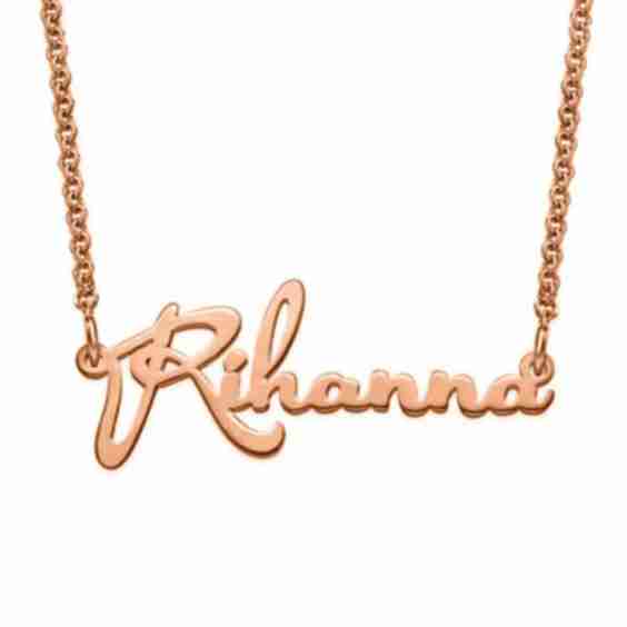 925 Sterling Silver "Rihanna" Style Custom Name Necklace Nameplate Necklace