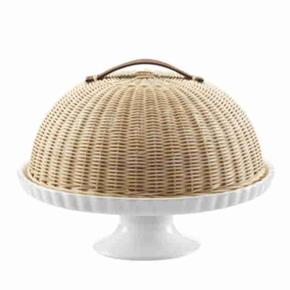 Girasole Dessert Stand With Wicker Dome