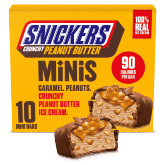 Ice Cream Minis, Milk Chocolatey, Caramel and Crunchy Peanut Butter Ice Cream Bars 10 Pack 9.5 oz