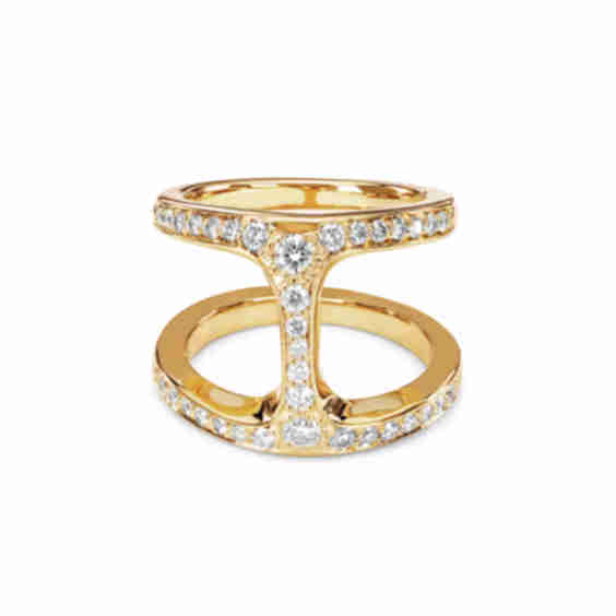 18K Yellow Gold Phantom Diamond Double Row Statement Ring