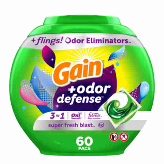 Gain+Odor Defense Super Fresh Blast Flings Laundry Detergent Pacs