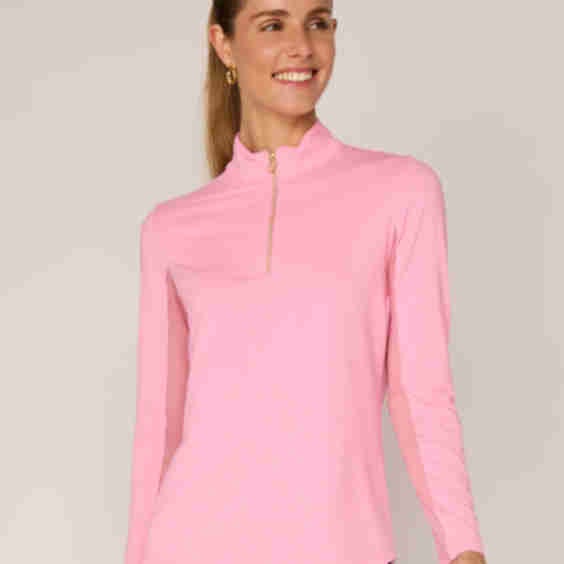 Mock Neck Quarter Zip Sun Protection Top