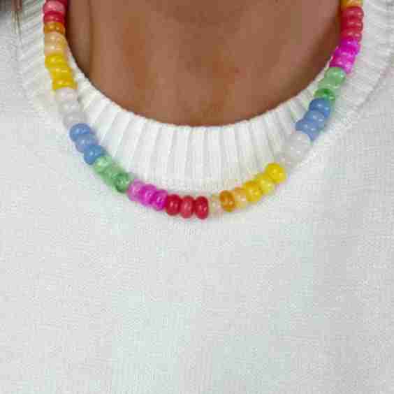 Beaded Multi Color Semi Stone Necklace