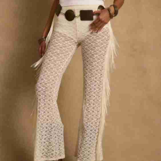 Flared Leg Fringe Pants