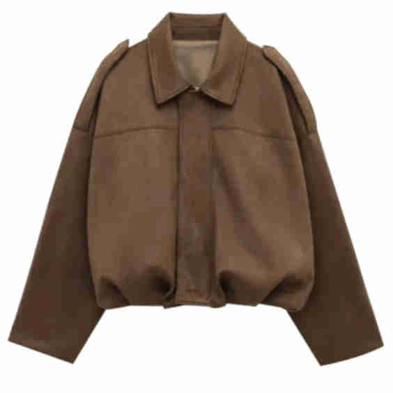 Oversized Bomber Jacket with Zip