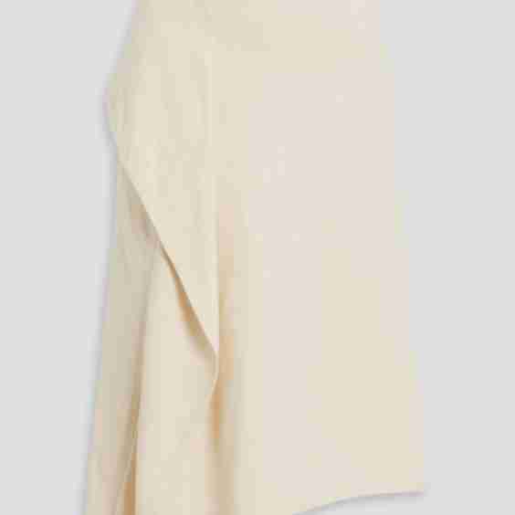 Lia Draped Linen and Cotton-Blend Canvas Midi Skirt