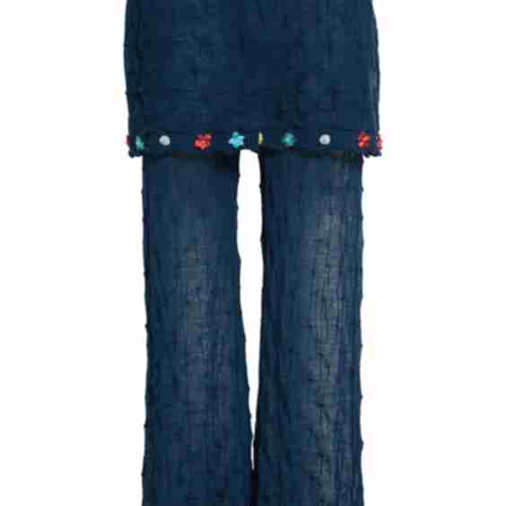 Borlor Floral Ribbon Wool Skirt Pants