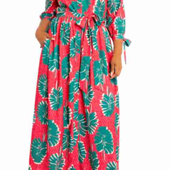 Mixed Print Maxi Shirtdress
