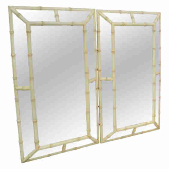 Faux Bamboo Faceted Wall Mirrors